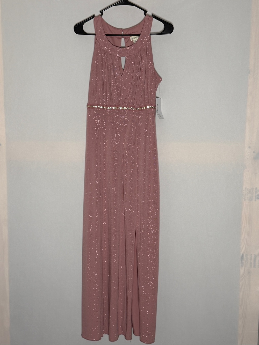 En Focus Studio Rose Pink Glitter Rhinestone Keyhole Gown 12